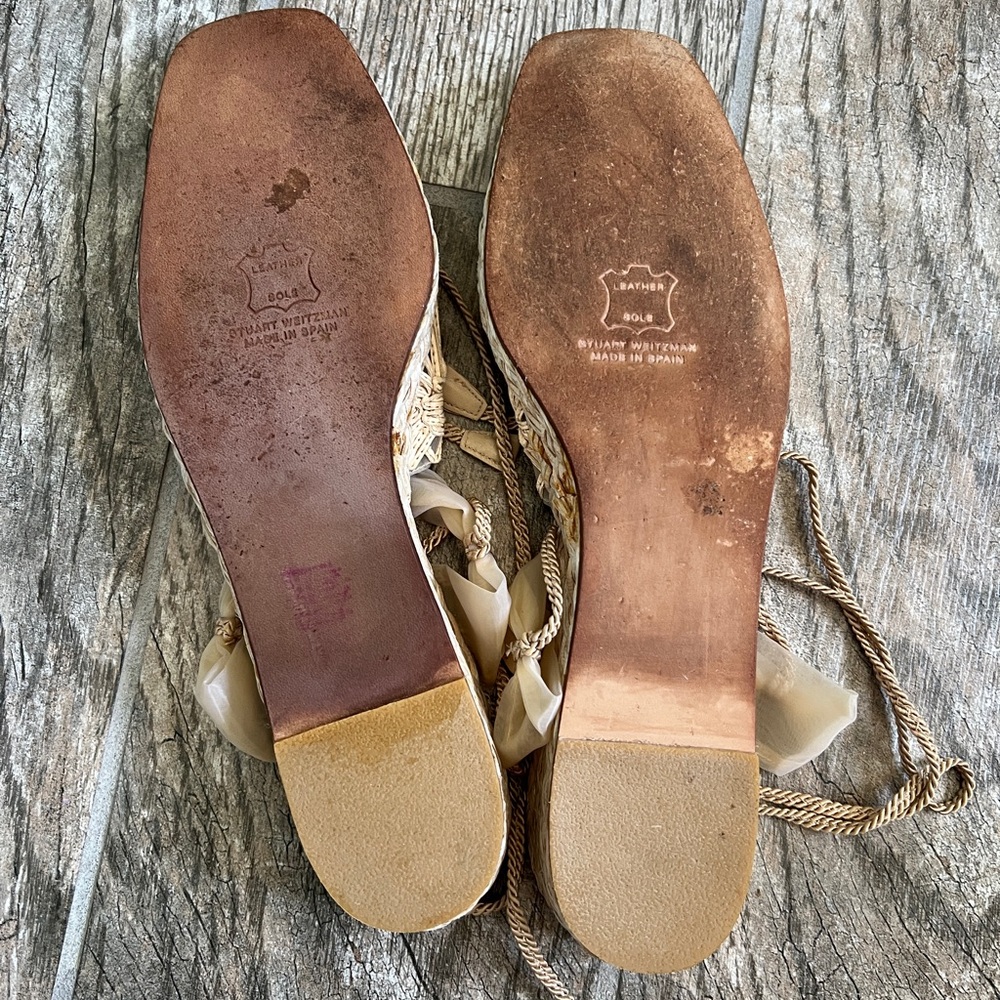 Stuart Weitzman Pansy Beige Raffia Espadrille Sandals, Women’s Size 10 - Picture 6 of 8